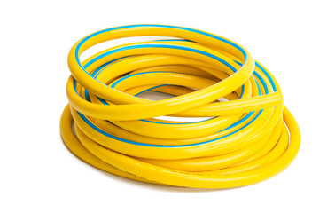 yellow watering hose isolated