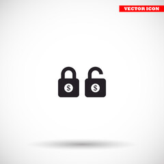 Lock dollar  vector icon  , lorem ipsum Flat design