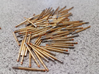 Close up view of gold plated female electrical contacts 