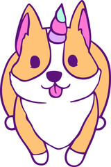 Cute Character Kawaii Welsh Corgi Unicorn
