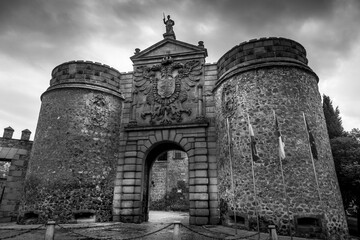 Puerta de Bisagra (Gate of Bisagra) one of the main entrances in the Old Town of Toledo, Castilla la Mancha, Spain, Europe.