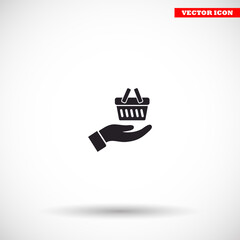 basket in hand icon , lorem ipsum Flat design