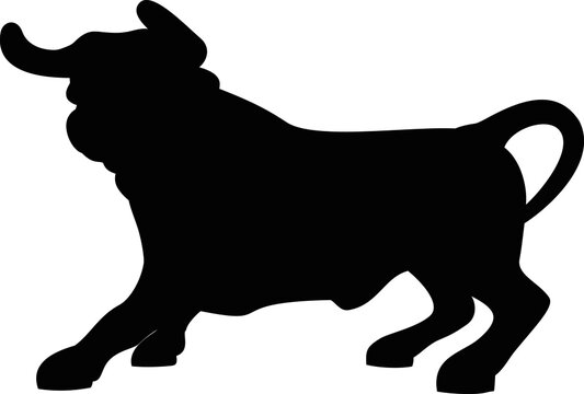 Bull. Symbol of 2021. Vector graphics. Black silhouette.