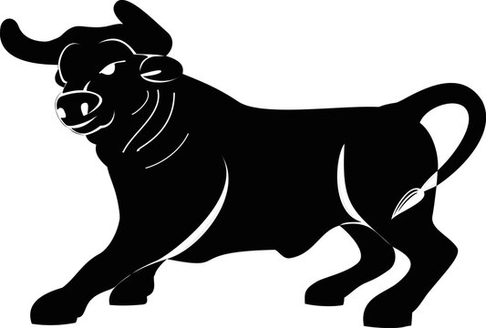 Bull. Symbol of 2021. Vector graphics. Black image. Contour.