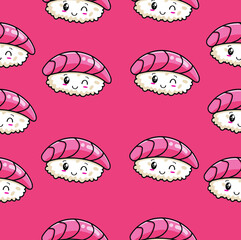 Cute Character Kawaii Asian Sushi Pattern