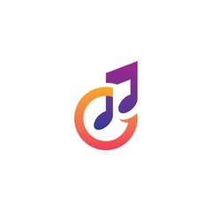 initial g logo with music design vector, icon, element, template