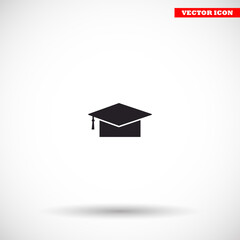 Graduation cap vector icon  , lorem ipsum Flat design