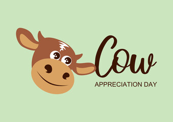 Cow Appreciation Day vector. Happy cow icon vector. Cute smiling calf vector. Cute cow head cartoon character. Cow Appreciation Day Poster, second Tuesday of July. Important day
