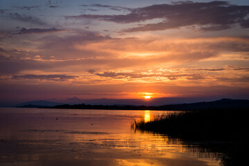 sunset over the lake