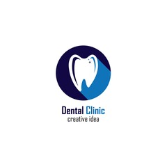 design logo vector illustration of dentistry, dental clinic, family dental health care, healthy tooth
