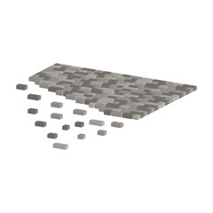 Layout example of paving slabs.Vector isometric and 3D view.