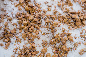 Closeup of sugar and coffee granules
