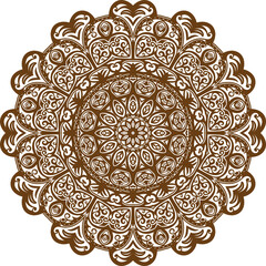 Fototapeta premium Mandala Design in a white background.Deep Brown Color Decorative Design.