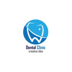 Obraz premium design logo vector illustration of dentistry, dental clinic, family dental health care, healthy tooth 