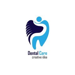 design logo vector illustration of dentistry, dental clinic, family dental health care, healthy tooth

