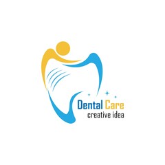 design logo vector illustration of dentistry, dental clinic, family dental health care, healthy tooth
