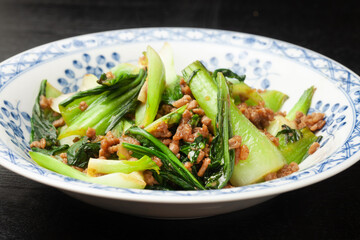 青梗菜の肉みそ炒め