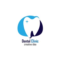 Obraz premium design logo vector illustration of dentistry, dental clinic, family dental health care, healthy tooth 
