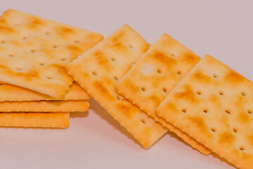 Closeup of unsalted crackers