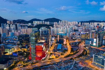 Fototapeta na wymiar Top down view of hong Kong city
