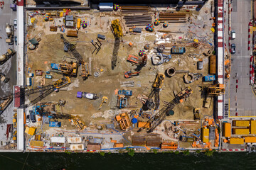 Top view of Construction site