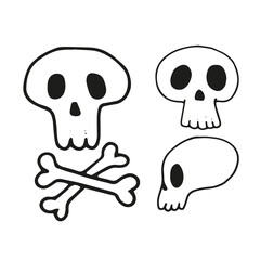 Set of vector skulls. Cartoon style. Collection for halloween