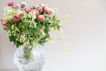 bouquet of pink clover flowers floral background