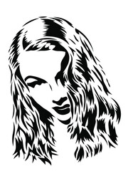 vector illustration of a women with long hair