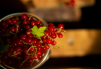 Currants on a wooden surface
