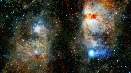 Hubble views galaxy and nebula. Elements of this image furnished by NASA