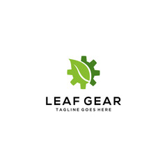 Illustration of an abstract leaf combined with a gear in the mechanical industry.