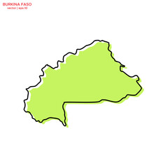 Green Map of Burkina Faso with Outline Vector Design Template. Editable Stroke