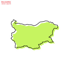 Fototapeta premium Green Map of Bulgaria with Outline Vector Design Template. Editable Stroke