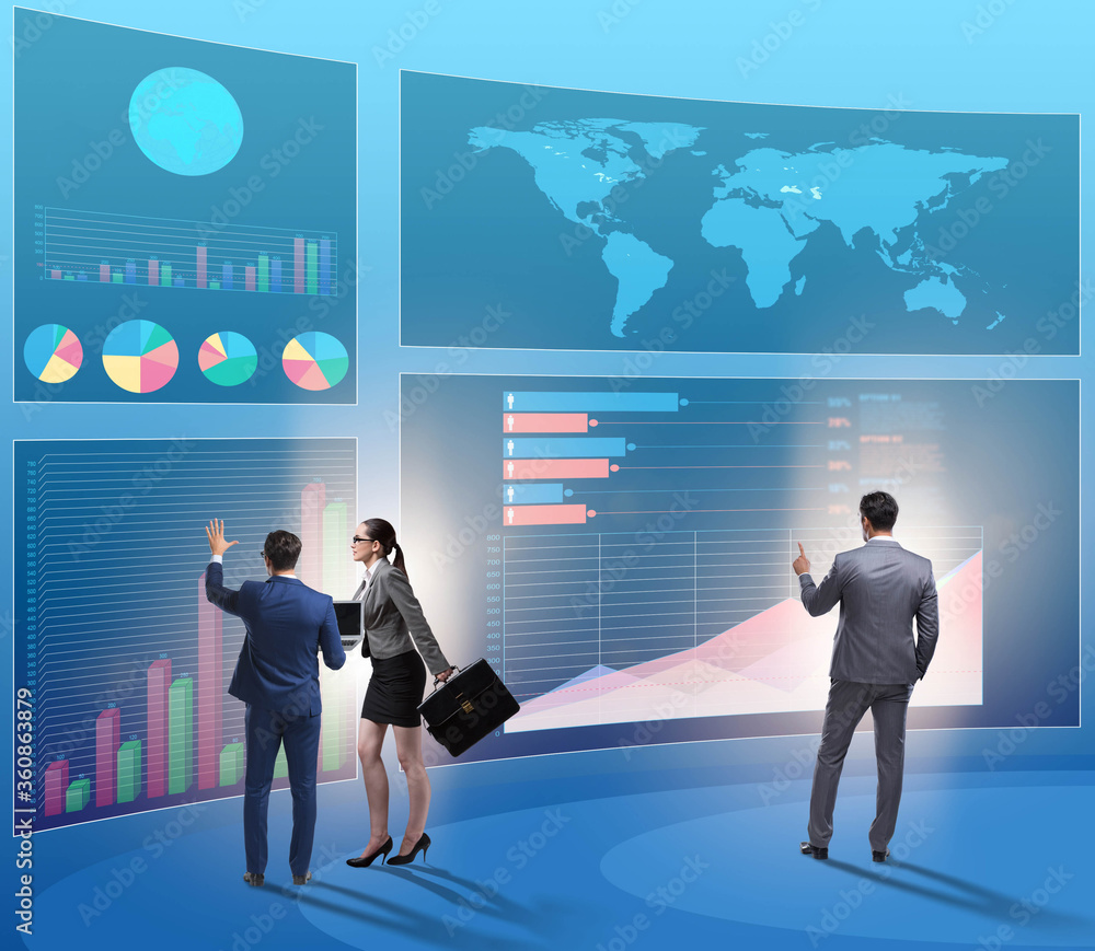 Wall mural concept of business charts and finance visualisation