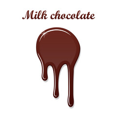 Chocolate drip splash. Chocolate liquid blot isolated white background. Shape melt dessert spot. 3D realistic design stain element. Food decoration. Milk, dark chocolate splashing. Vector illustration