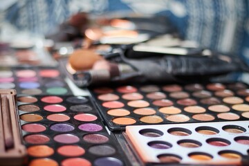 Closeup shot of the colorful makeup palette