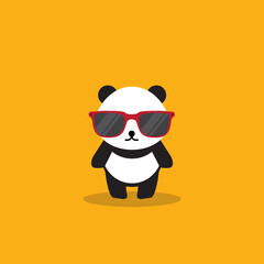 Cute panda character vector design. A flat design styled panda character icon. Color swatches are global so it’s easy to edit and change the colors.  