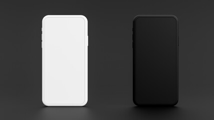 Mobile phone mockup with blank screen on.3d render illustration.