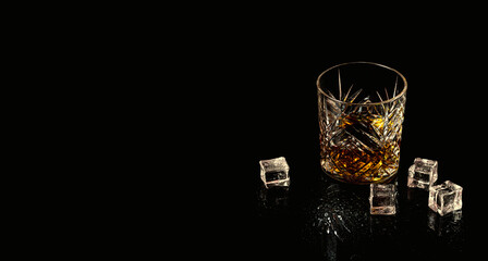 whisky, alcohol, ice, drink, glass
