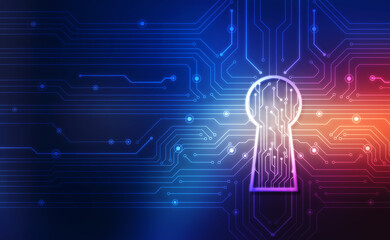 Lock Key Hole on digital screen, cyber security concept background. Data protection Cyber Security Privacy Business Internet Technology Concept