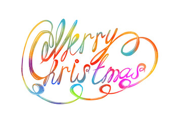 Text multi-colored Merry Christmas. Vector illustration