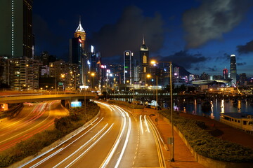 Fototapeta na wymiar Night view of Hong Kong island from Causeway Bay