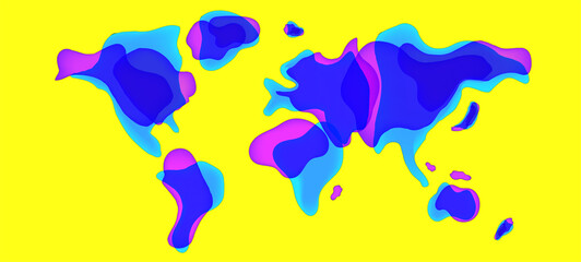 Trendy Liquid Shaped World Map in Vector