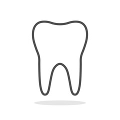 Tooth icon with long shadow. Flat design style. Tooth simple silhouette. Modern, minimalist icon in stylish colors.