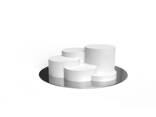 3D abstract render.white and silver platform for product display interior podium place with empty for awards ceremony use for Recommend products, promote products design on white background