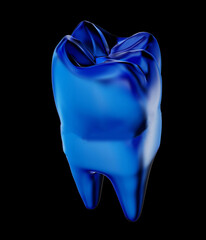 Gold tooth. 3d illustration. On a black background.