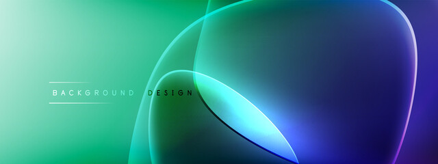 Vector abstract background - liquid bubble shapes on fluid gradient with shadows and light effects. Shiny design template for text