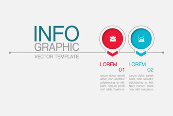 Vector infographic template with 2 steps or options. Data presentation, business concept design for web, brochure, diagram.