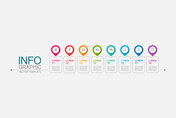 Fototapeta premium Vector infographic template with 8 steps or options. Data presentation, business concept design for web, brochure, diagram.