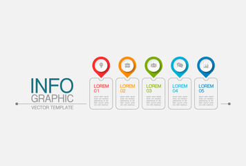 Vector infographic template with 5 steps or options. Data presentation, business concept design for web, brochure, diagram.